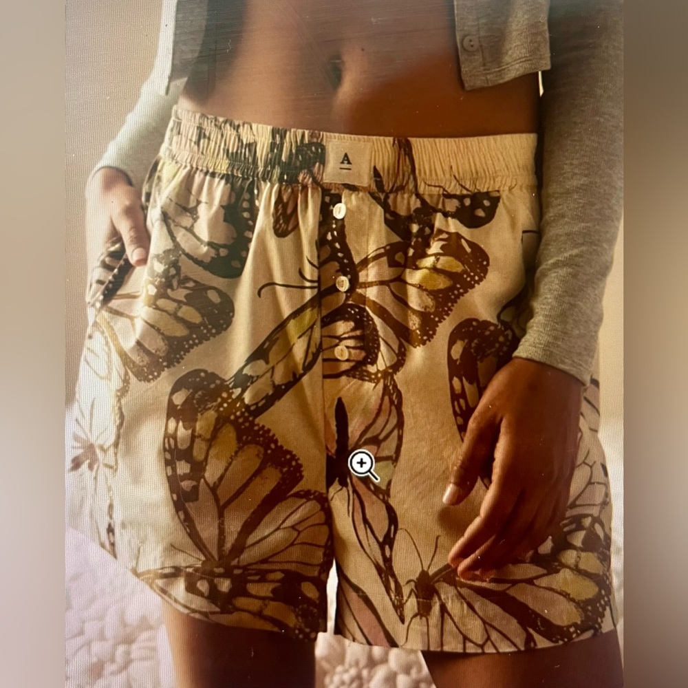 ANTHROPOLOGIE PAJAMA SHORT WREN BOXER LARGE BUTTERFLY COTTON